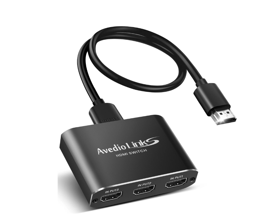 product five HDMI Switch 3-Port 4K@60Hz Aluminum Alloy[with 4FT HDMI 2.0 Cable], avedio links 4K HDMI Switcher, 3 Way HDMI Selector Switch, HDMI Splitter 3 in 1 Out Support HDCP 2.2, HDR 10, for PS5, PS4