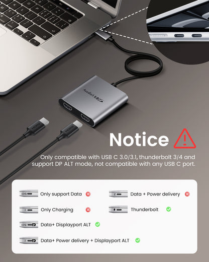 avedio links USB C to Dual HDMI Adapter