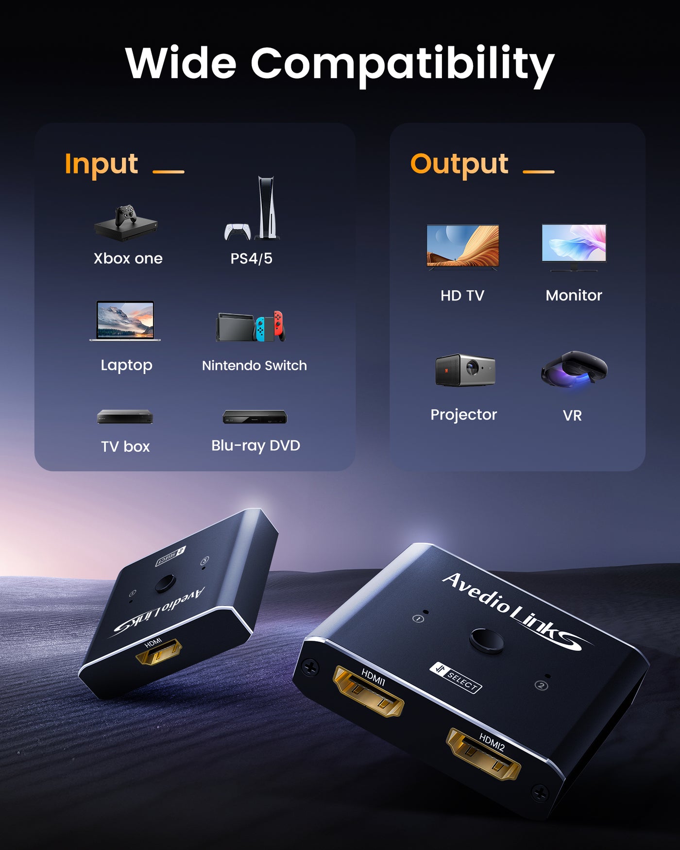 avedio Links 2 in 1 Out HDMI Switch