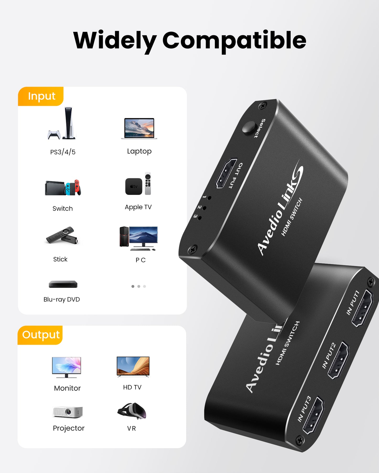 Avedio Links 4K HDMI 3 in 1 Out Switcher 6132