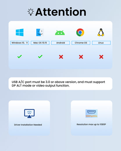 avedio links USB C/A 3.0 to Dual HDMI Adapter