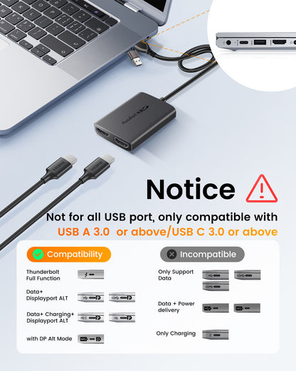 avedio links USB C/A 3.0 to Dual HDMI Adapter