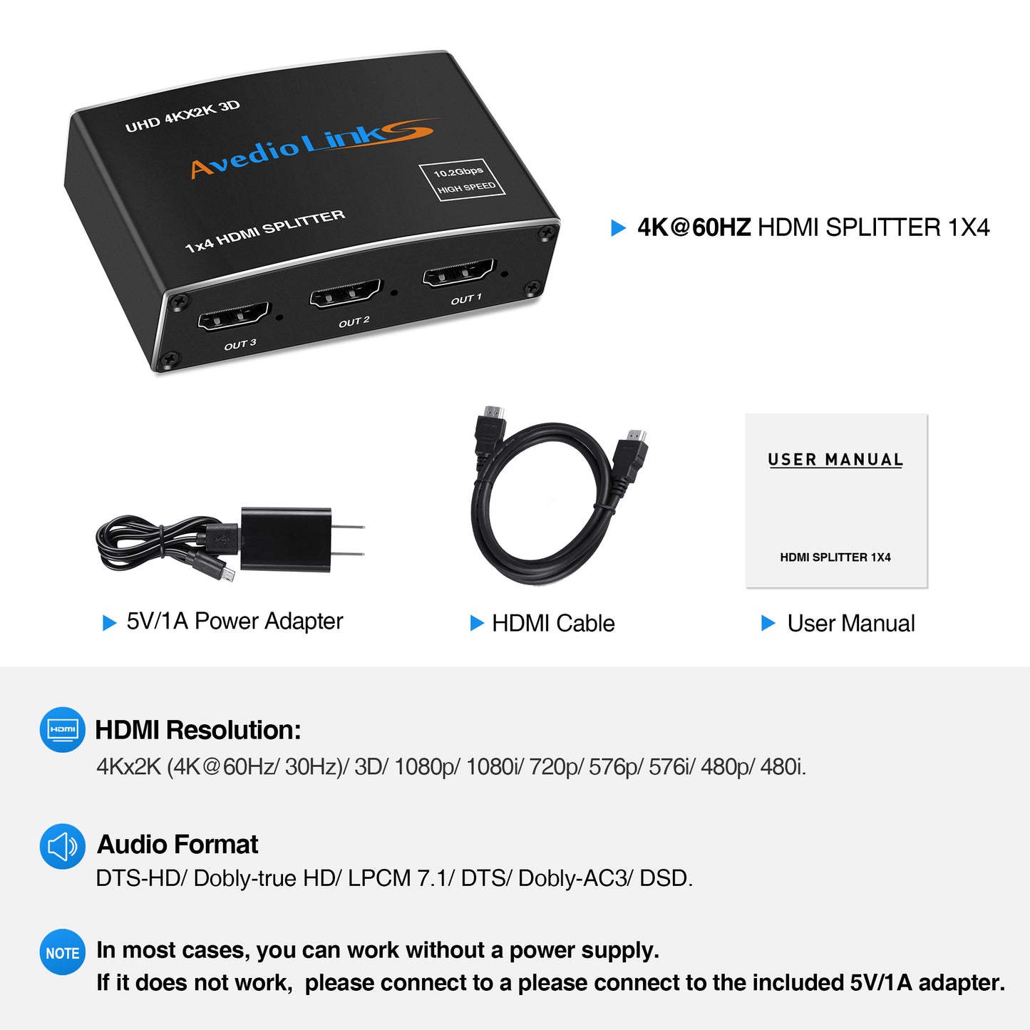 avedio Links 1 in 4 Out HDMI Splitter